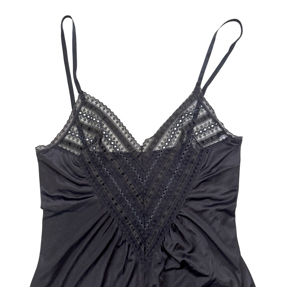 Vintage Flair Teddy Bodysuit Lingerie Large Black Nylon Lace Trim Made in USA - Picture 2 of 3